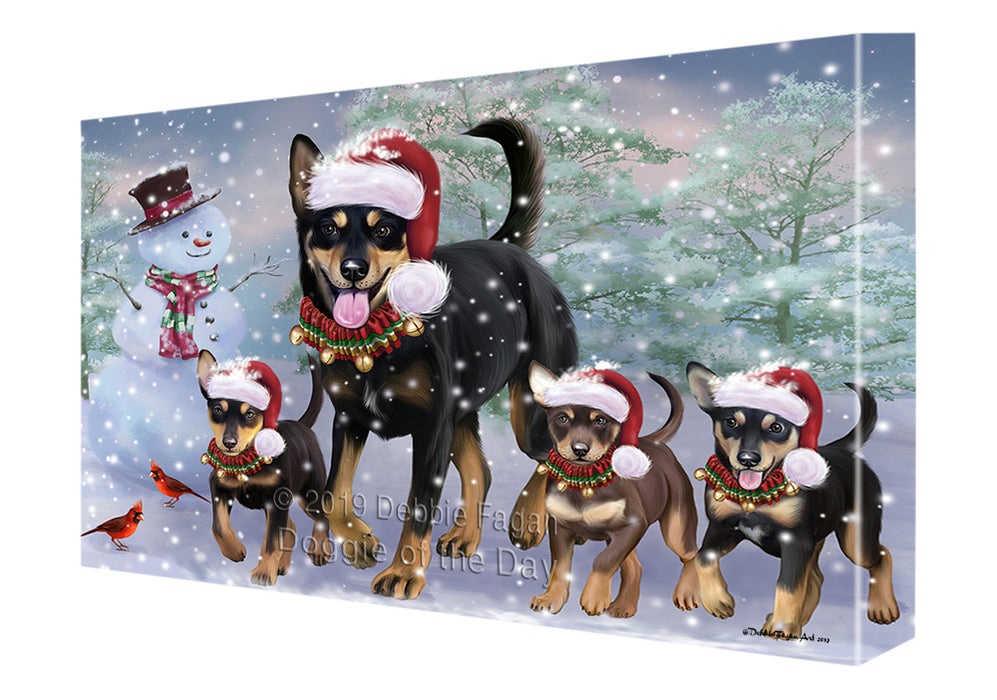 Christmas Running Family Australian Kelpie Dogs Canvas Print Wall Art Décor CVS141344