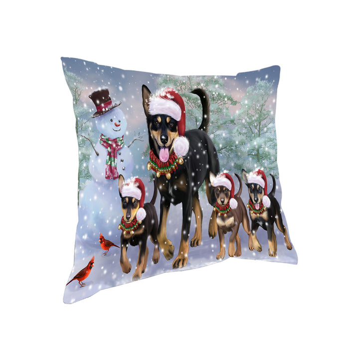Christmas Running Family Australian Kelpie Dogs Pillow with Top Quality High-Resolution Images - Ultra Soft Pet Pillows for Sleeping - Reversible & Comfort - Ideal Gift for Dog Lover - Cushion for Sofa Couch Bed - 100% Polyester