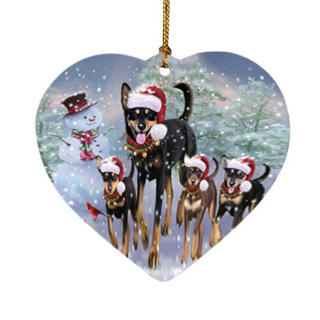 Christmas Running Family Australian Kelpie Dogs Heart Christmas Ornament HPORA58433