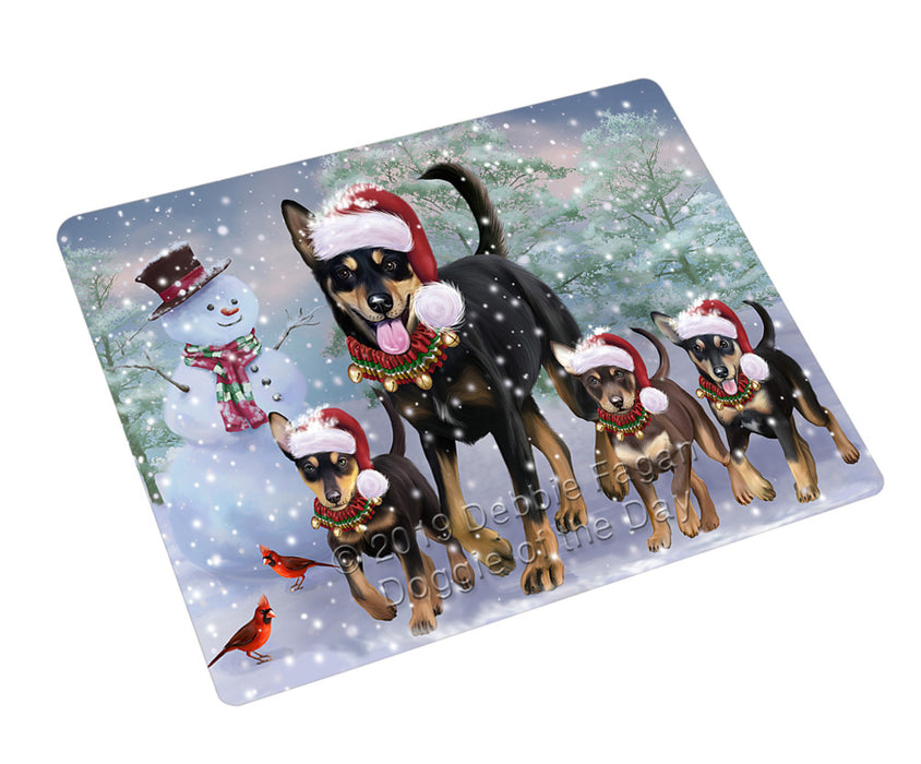 Christmas Running Family Australian Kelpie Dogs Cutting Board - For Kitchen - Scratch & Stain Resistant - Designed To Stay In Place - Easy To Clean By Hand - Perfect for Chopping Meats, Vegetables