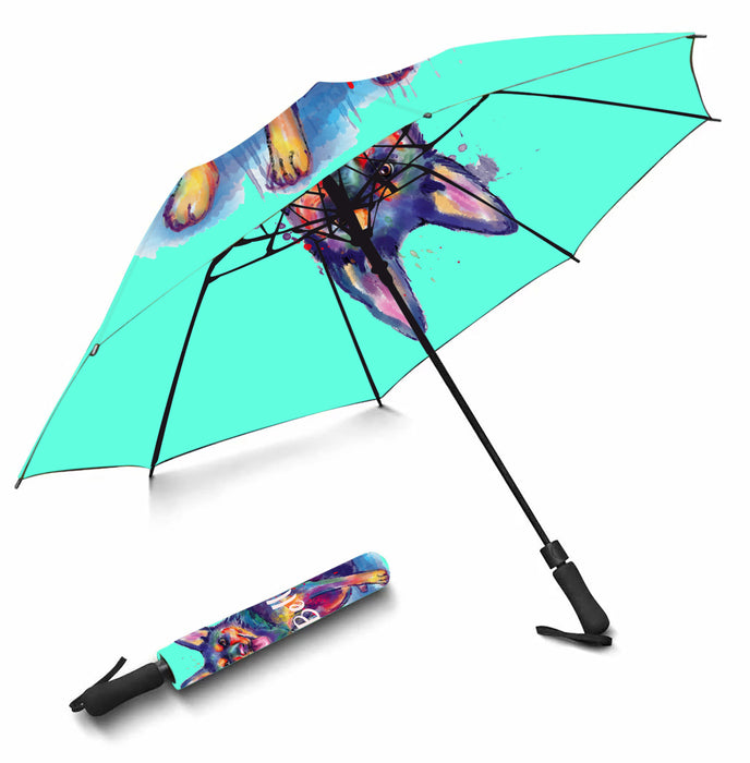 Custom Pet Name Personalized Watercolor Australian Kelpie DogSemi-Automatic Foldable Umbrella