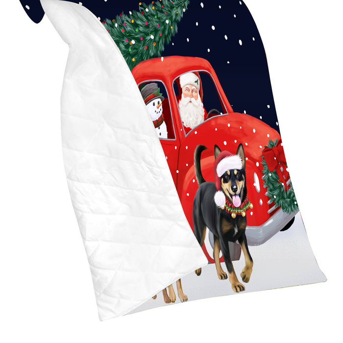 Christmas Express Delivery Red Truck Running Australian Kelpies Dogs Lightweight Soft Bedspread Coverlet Bedding Quilt QUILT59766