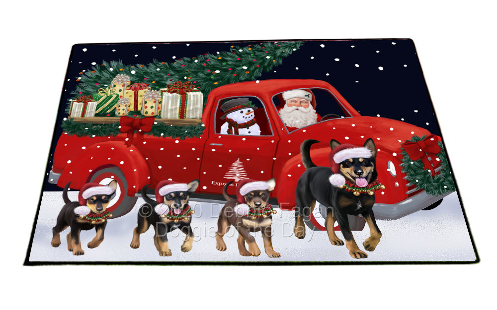 Christmas Express Delivery Red Truck Running Australian Kelpies Dogs Indoor/Outdoor Welcome Floormat - Premium Quality Washable Anti-Slip Doormat Rug FLMS56536