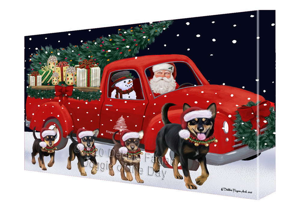 Christmas Express Delivery Red Truck Running Australian Kelpies Dogs Canvas Print Wall Art Décor CVS145826