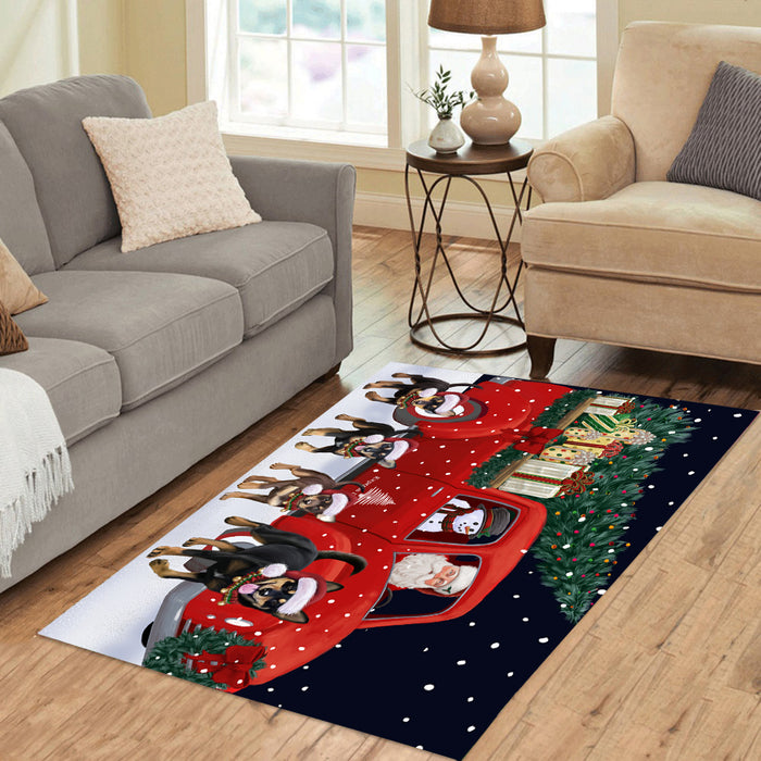 Christmas Express Delivery Red Truck Running Australian Kelpies Dogs Polyester Area Rug ARUG62708