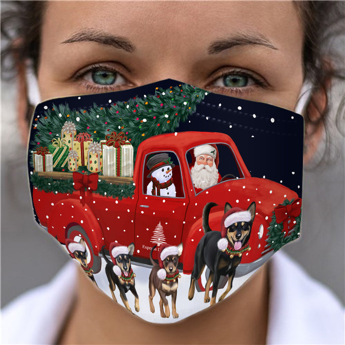 Christmas Express Delivery Red Truck Running Australian Kelpies Dogs Face Mask FM49840
