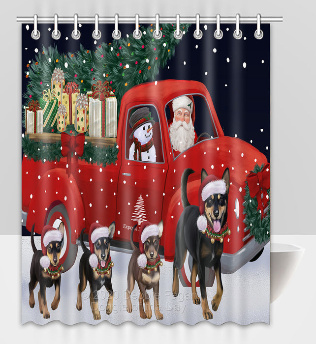 Christmas Express Delivery Red Truck Running Australian Kelpies Dogs Shower Curtain Bathroom Accessories Decor Bath Tub Screens