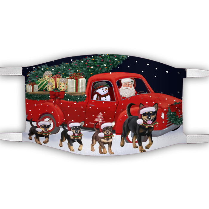 Christmas Express Delivery Red Truck Running Australian Kelpies Dogs Face Mask FM49840