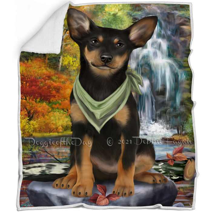 Scenic Waterfall Australian Kelpie Dog Blanket BLNKT83019