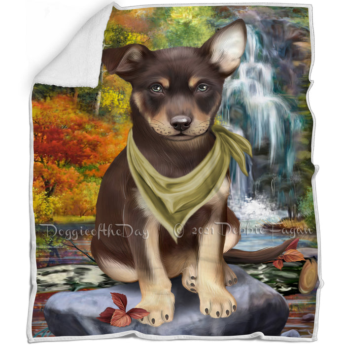 Scenic Waterfall Australian Kelpie Dog Blanket BLNKT83028