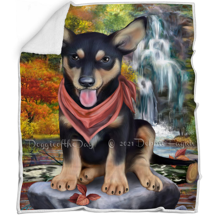 Scenic Waterfall Australian Kelpie Dog Blanket BLNKT83037