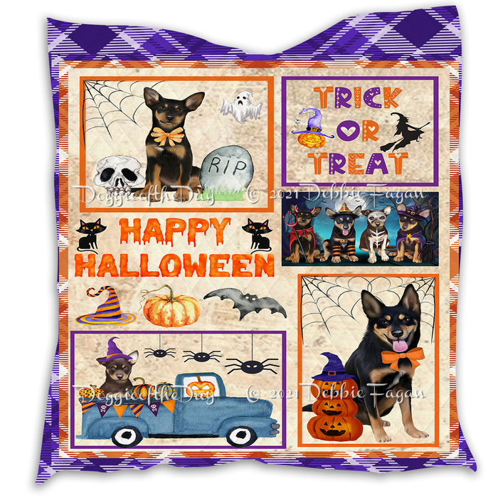 Happy Halloween Trick or Treat Pumpkin Australian Kelpies Dogs Lightweight Soft Bedspread Coverlet Bedding Quilt QUILT60716