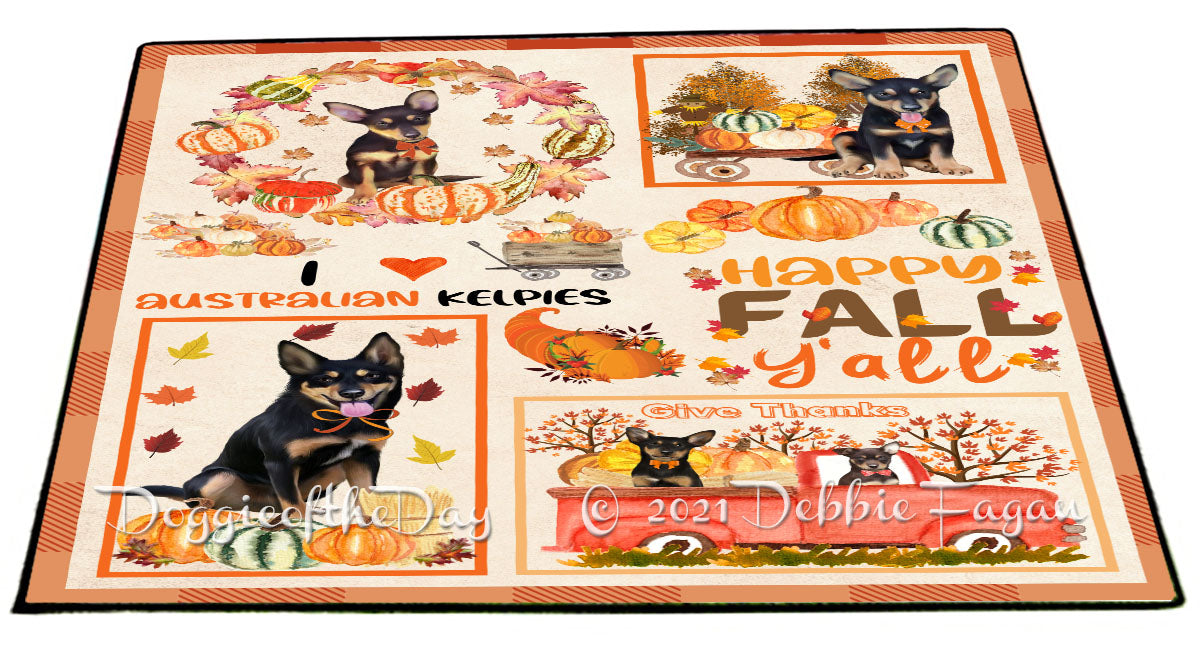Happy Fall Y'all Pumpkin Australian Kelpies Dogs Indoor/Outdoor Welcome Floormat - Premium Quality Washable Anti-Slip Doormat Rug FLMS58525