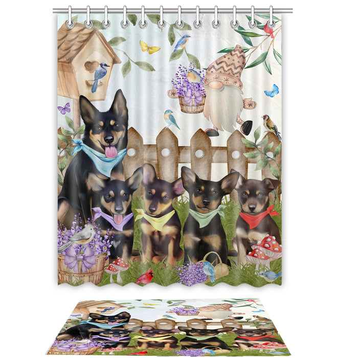 Australian Kelpie Shower Curtain with Bath Mat Combo: Curtains with hooks and Rug Set Bathroom Decor, Custom, Explore a Variety of Designs, Personalized, Pet Gift for Dog Lovers