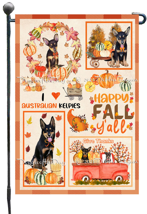 Happy Fall Y'all Pumpkin Australian Kelpies Dogs Garden Flags- Outdoor Double Sided Garden Yard Porch Lawn Spring Decorative Vertical Home Flags 12 1/2"w x 18"h