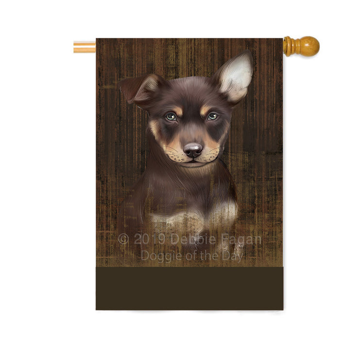 Personalized Rustic Australian Kelpie Dog Custom House Flag FLG64486