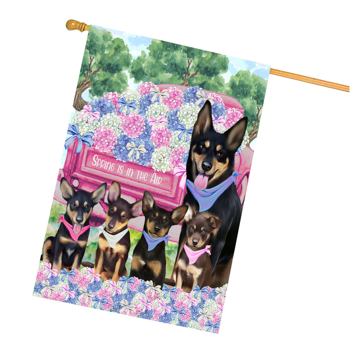 Australian Kelpie Dogs House Flag: Explore a Variety of Personalized Designs, Double-Sided, Weather Resistant, Custom, Home Outside Yard Decor for Dog and Pet Lovers