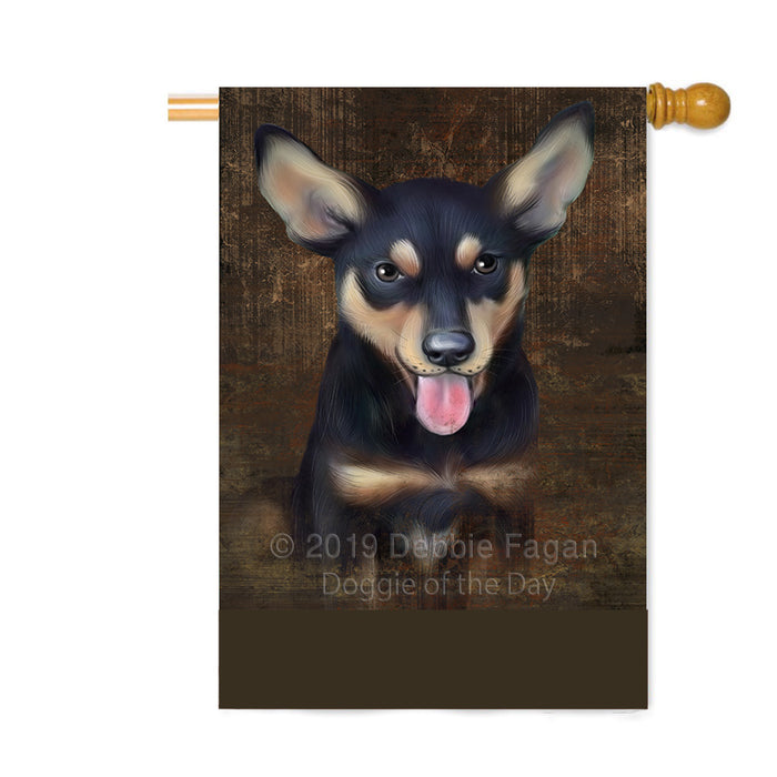Personalized Rustic Australian Kelpie Dog Custom House Flag FLG64487