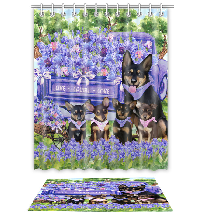 Australian Kelpie Shower Curtain with Bath Mat Set, Custom, Curtains and Rug Combo for Bathroom Decor, Personalized, Explore a Variety of Designs, Dog Lover's Gifts