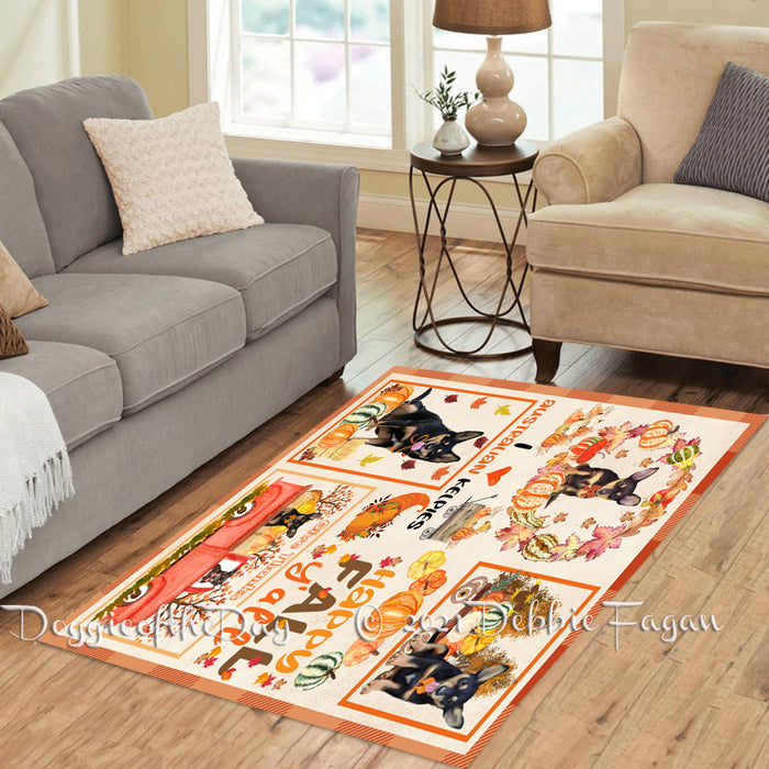 Happy Fall Y'all Pumpkin Australian Kelpies Dogs Polyester Living Room Carpet Area Rug ARUG66593
