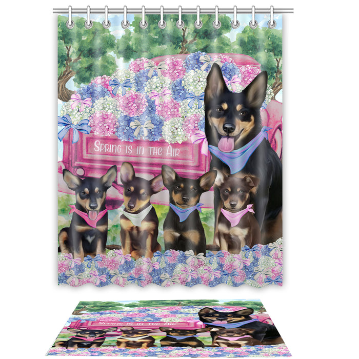 Australian Kelpie Shower Curtain & Bath Mat Set - Explore a Variety of Personalized Designs - Custom Rug and Curtains with hooks for Bathroom Decor - Pet and Dog Lovers Gift
