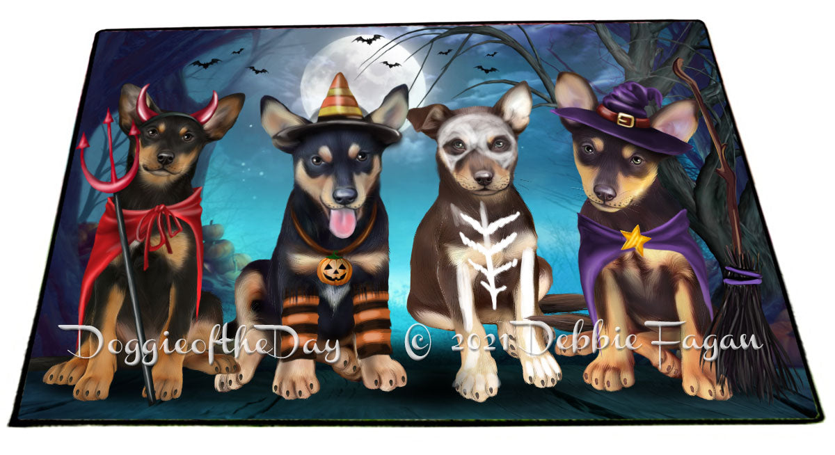 Happy Halloween Trick or Treat Australian Kelpies Dogs Indoor/Outdoor Welcome Floormat - Premium Quality Washable Anti-Slip Doormat Rug FLMS58321