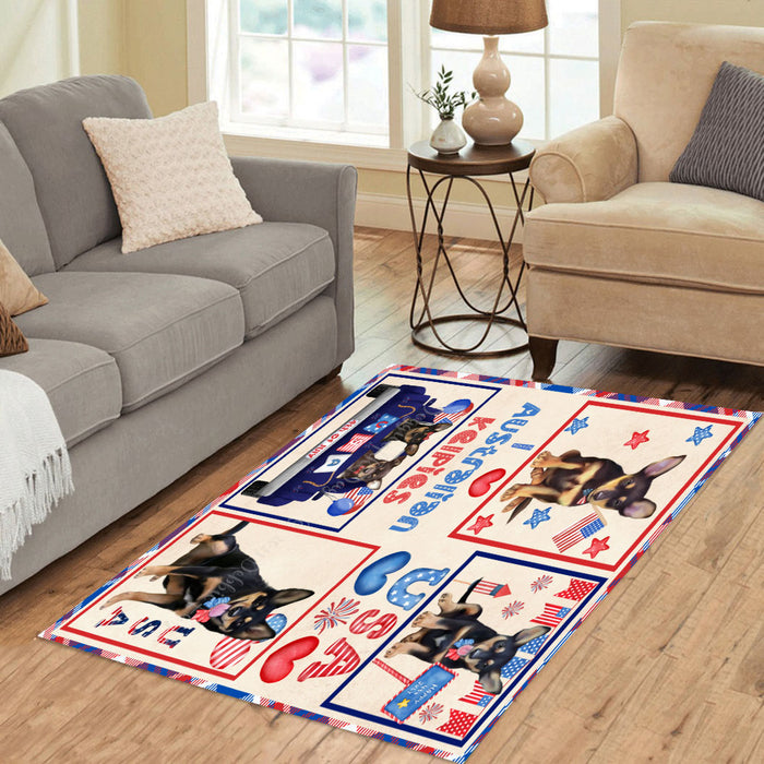 4th of July Independence Day I Love USA Australian Kelpie Dogs Area Rug - Ultra Soft Cute Pet Printed Unique Style Floor Living Room Carpet Decorative Rug for Indoor Gift for Pet Lovers