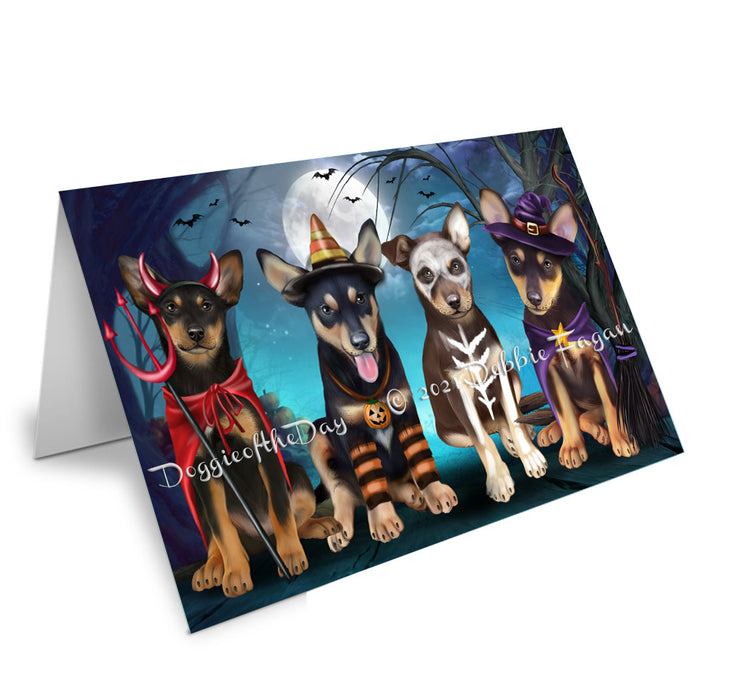 Happy Halloween Trick or Treat Australian Kelpies Dogs Handmade Artwork Assorted Pets Greeting Cards and Note Cards with Envelopes for All Occasions and Holiday Seasons GCD76694