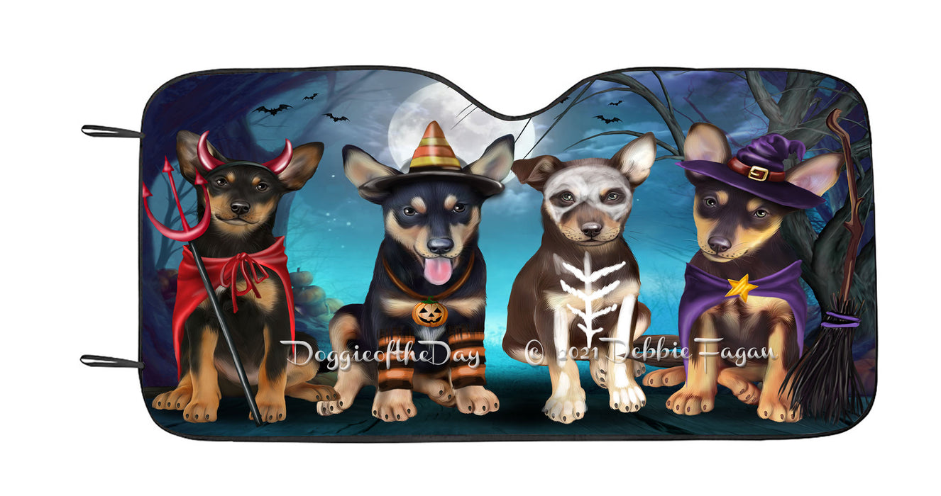 Happy Halloween Trick or Treat Australian Kelpies Dogs Car Sun Shade Cover Curtain