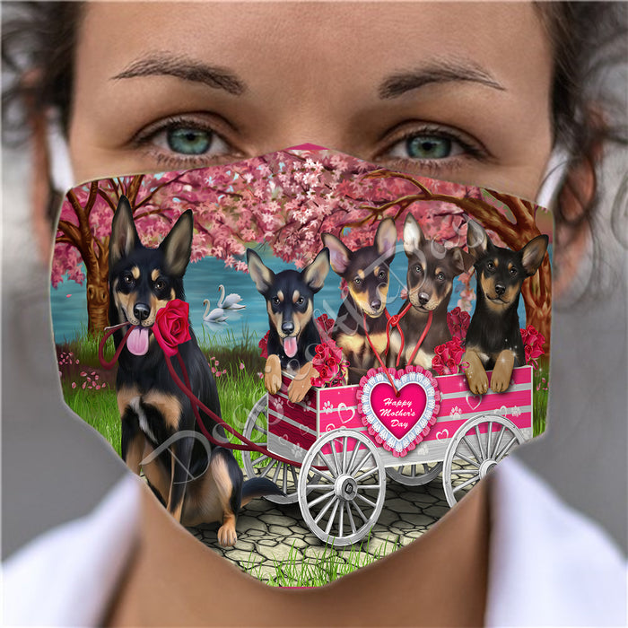 I Love Australian Kelpie Dogs in a Cart Face Mask FM48112