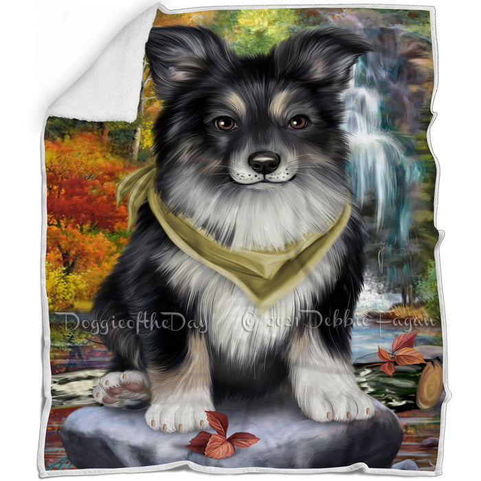 Scenic Waterfall Australian Shepherd Dog Blanket BLNKT62760