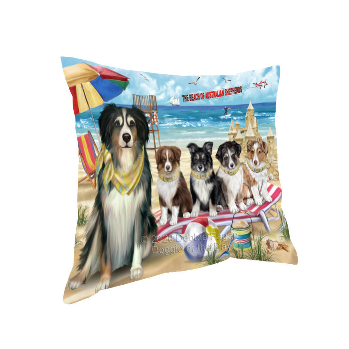 Pet Friendly Beach Australian Shepherd Dogs Pillow with Top Quality High-Resolution Images - Ultra Soft Pet Pillows for Sleeping - Reversible & Comfort - Ideal Gift for Dog Lover - Cushion for Sofa Couch Bed - 100% Polyester