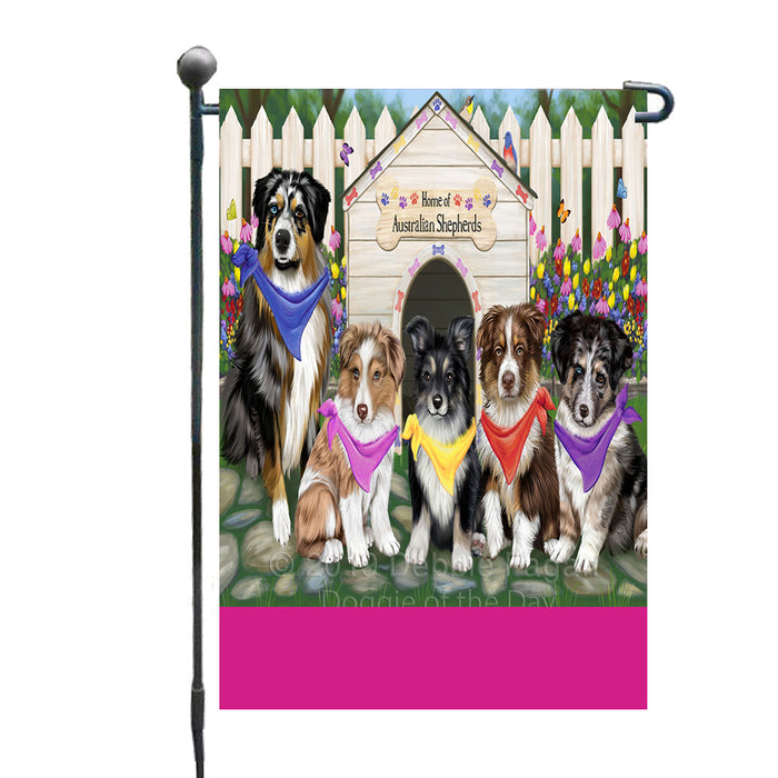 Personalized Spring Dog House Australian Shepherd Dogs Custom Garden Flags GFLG-DOTD-A62723