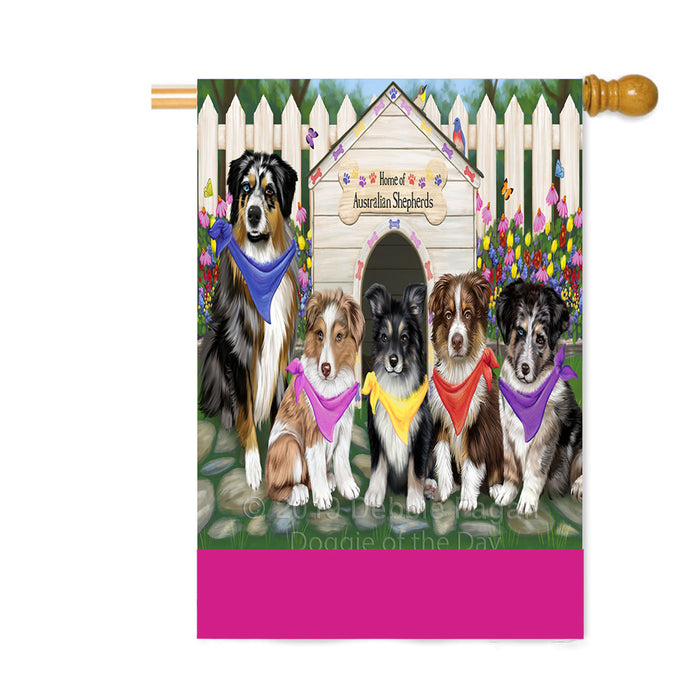 Personalized Spring Dog House Australian Shepherd Dogs Custom House Flag FLG-DOTD-A62779