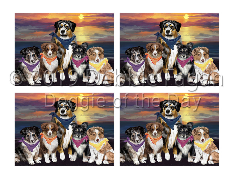Family Sunset Portrait Australian Shepherd Dogs Placemat