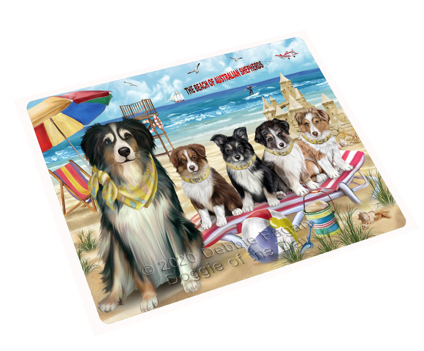 Pet Friendly Beach Australian Shepherd Dogs Cutting Board - For Kitchen - Scratch & Stain Resistant - Designed To Stay In Place - Easy To Clean By Hand - Perfect for Chopping Meats, Vegetables, CA83364