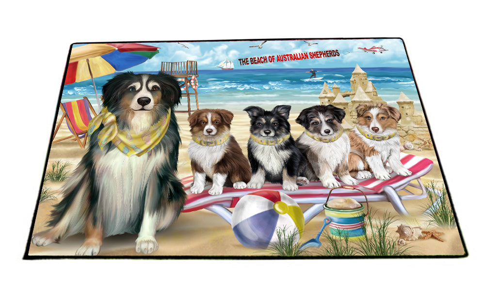 Pet Friendly Beach Australian Shepherd Dogs Floormat FLMS55831