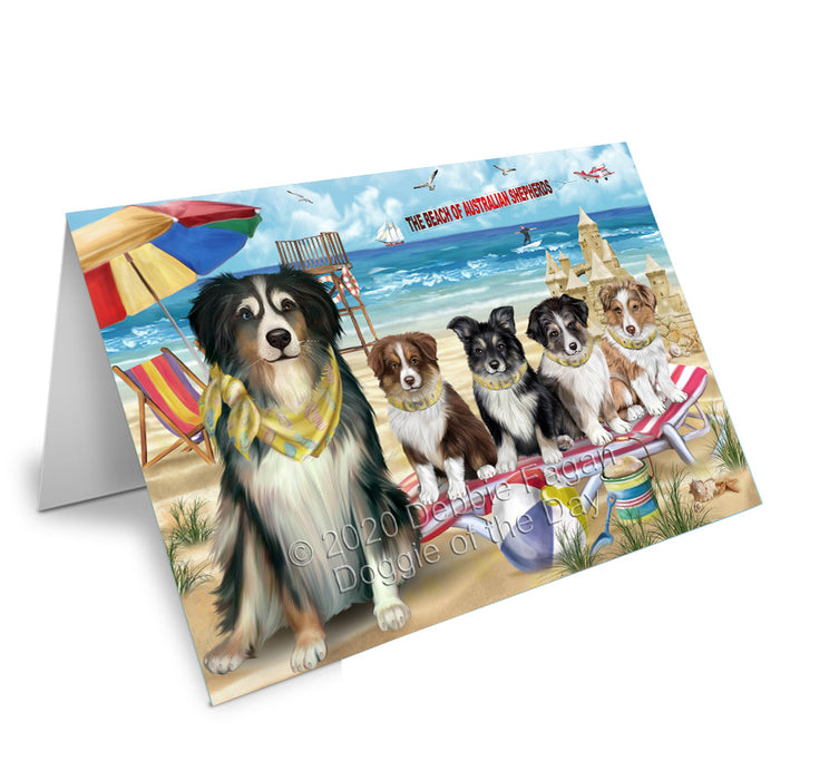 Pet Friendly Beach Australian Shepherd Dogs Handmade Artwork Assorted Pets Greeting Cards and Note Cards with Envelopes for All Occasions and Holiday Seasons