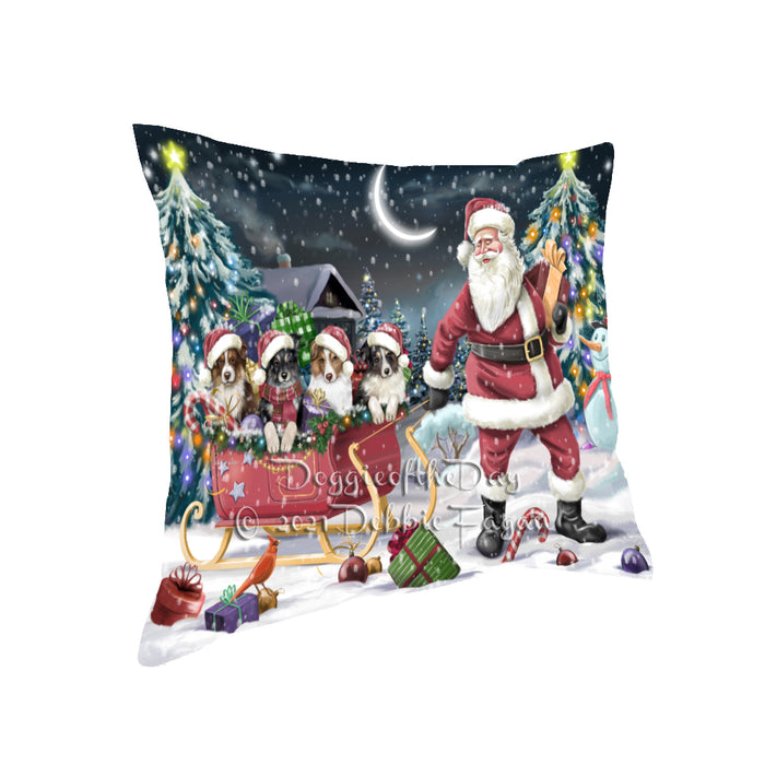 Christmas Santa Sled Australian Shepherd Dogs Pillow with Top Quality High-Resolution Images - Ultra Soft Pet Pillows for Sleeping - Reversible & Comfort - Ideal Gift for Dog Lover - Cushion for Sofa Couch Bed - 100% Polyester