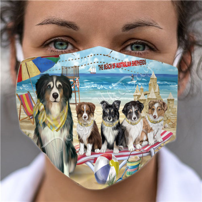 Pet Friendly Beach Australian Shepherd Dogs Face Mask FM49068
