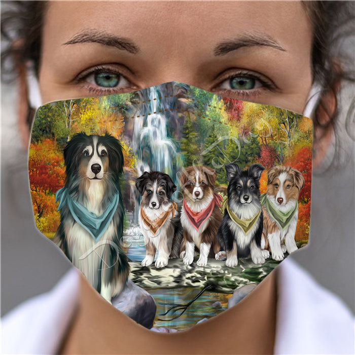Scenic Waterfall Australian Shepherd Dogs Face Mask FM49267