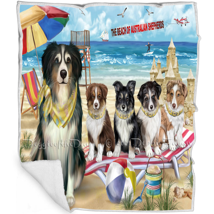 Pet Friendly Beach Australian Shepherd Dog Blanket BLNKT142466