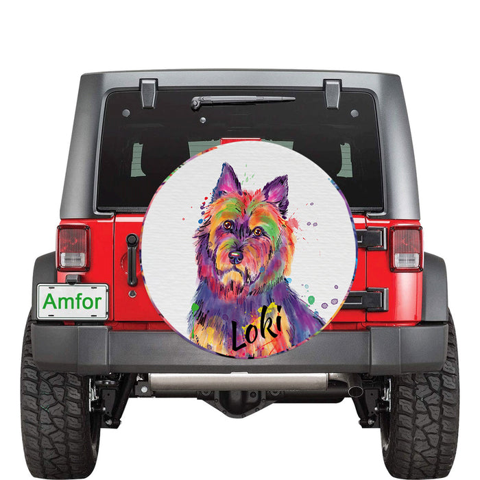 Custom Pet Name Personalized Watercolor Australian Terrier Dog Car Tire Cover