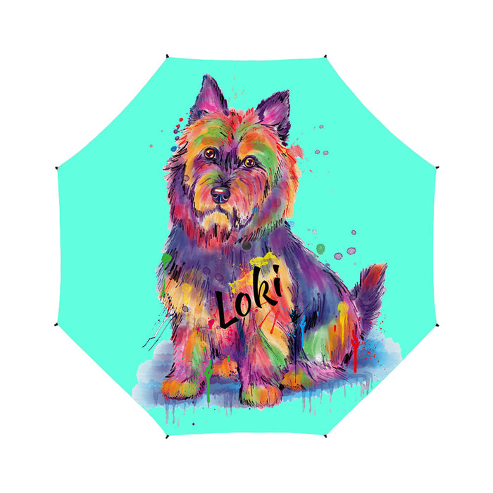 Custom Pet Name Personalized Watercolor Australian Terrier DogSemi-Automatic Foldable Umbrella