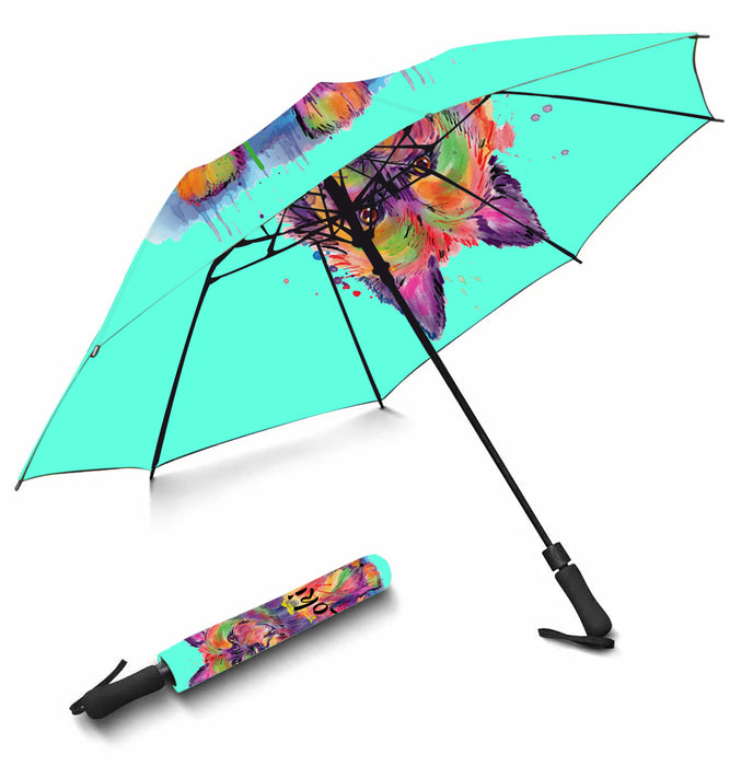 Custom Pet Name Personalized Watercolor Australian Terrier DogSemi-Automatic Foldable Umbrella