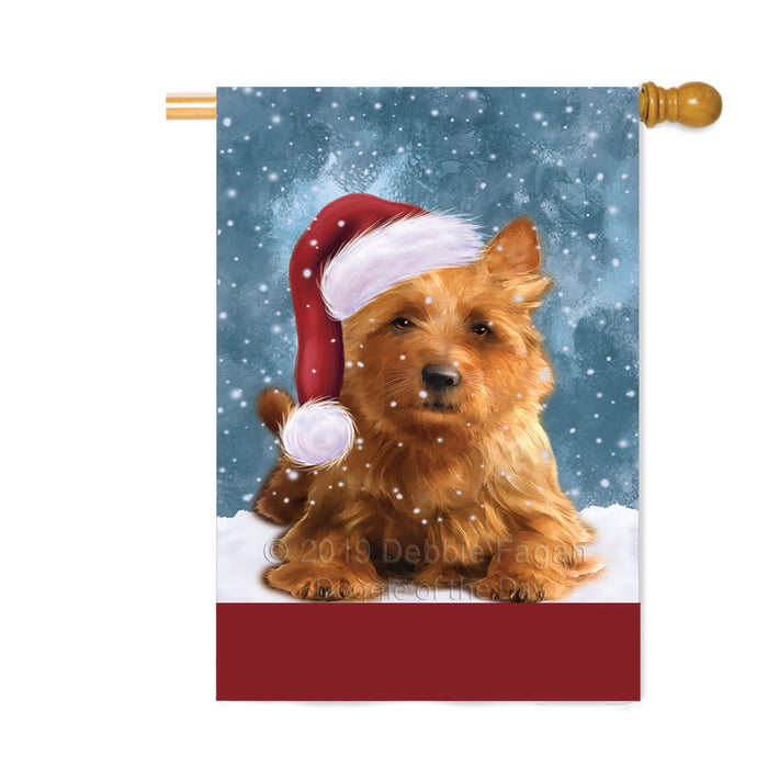 Personalized Let It Snow Happy Holidays Australian Terrier Dog Custom House Flag FLG-DOTD-A62298