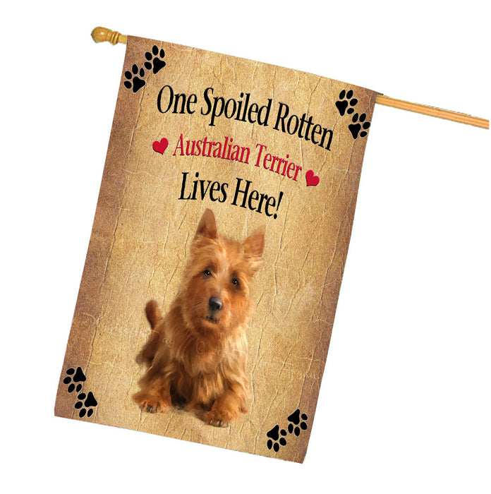 Spoiled Rotten Australian Terrier Dog House Flag Outdoor Decorative Double Sided Pet Portrait Weather Resistant Premium Quality Animal Printed Home Decorative Flags 100% Polyester FLG68167