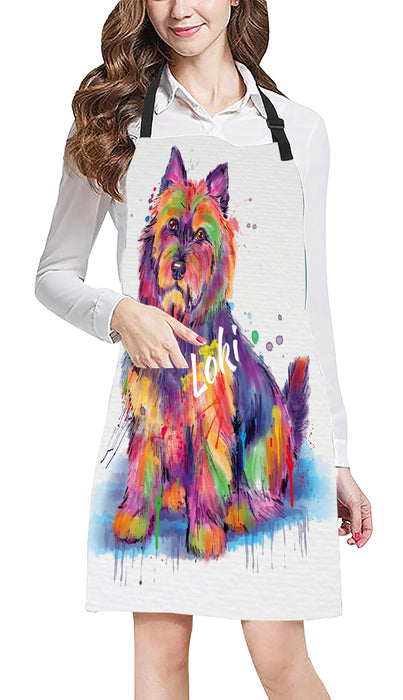 Custom Pet Name Personalized Watercolor Australian Terrier Dog Apron