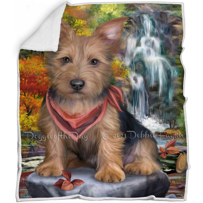 Scenic Waterfall Australian Terrier Dog Blanket BLNKT67422
