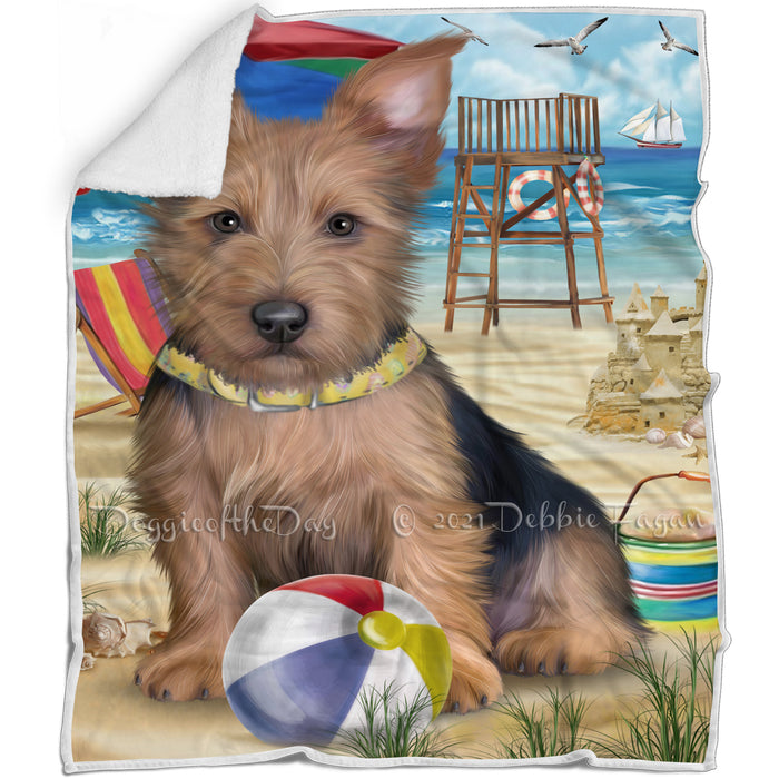 Pet Friendly Beach Australian Terrier Dog Blanket BLNKT65451